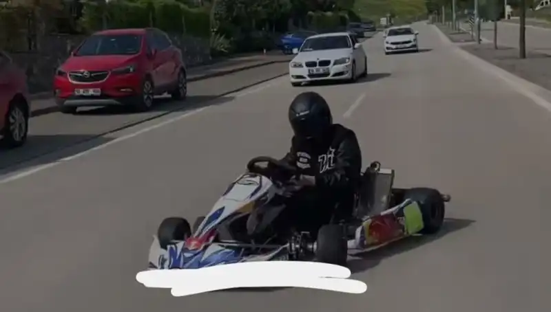 Go-Kart Sürücüsünün Tehlikeli Drift Oyunu Yolda İfşa Oldu!